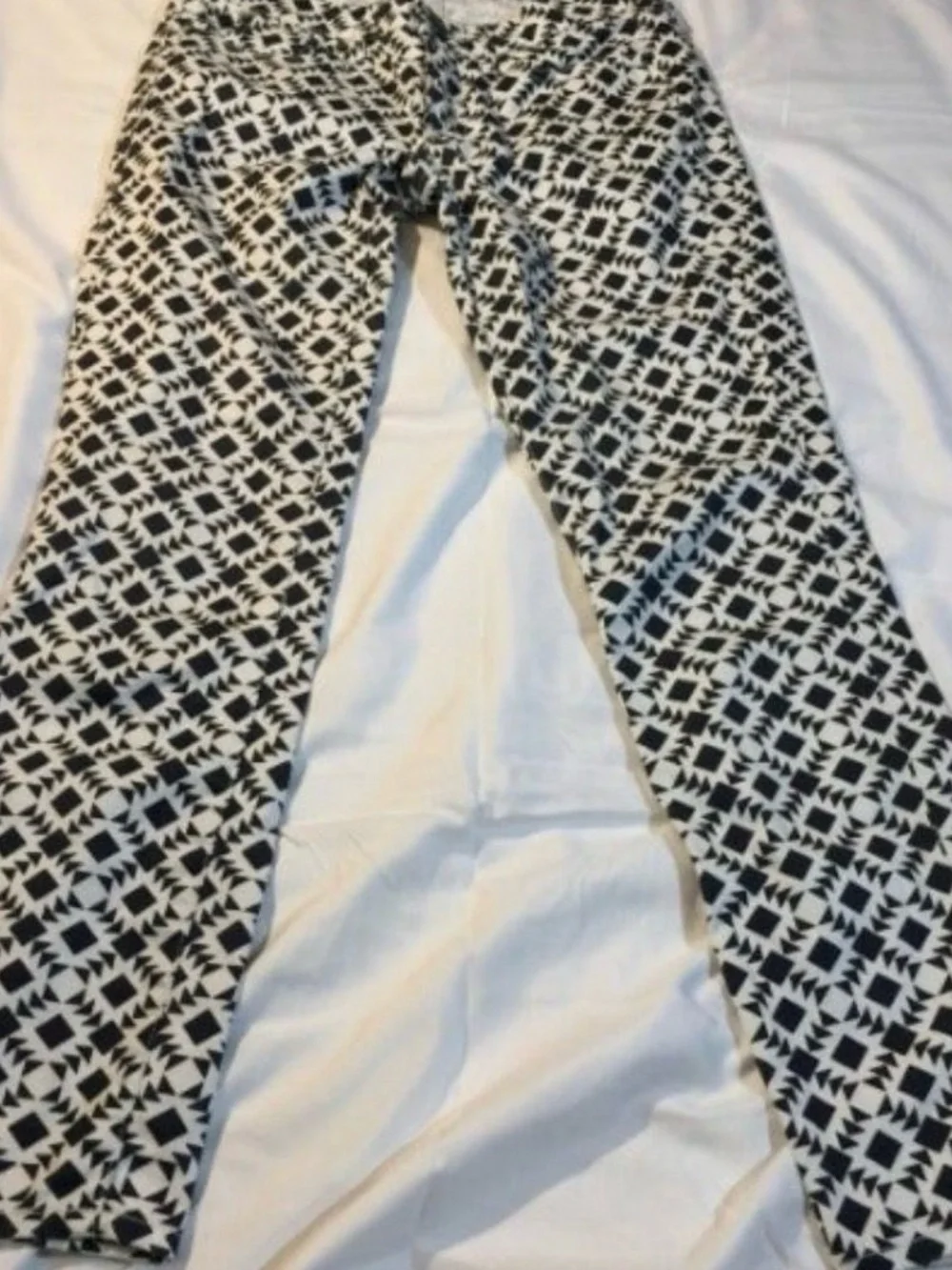J. Crew Black & White Geometric Skinny Pants